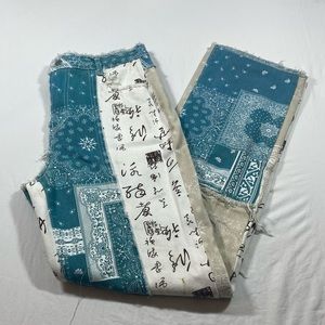 Shein Jeans Women’s Large Japanese High Jeans Patchwork Green Distressed Fringed